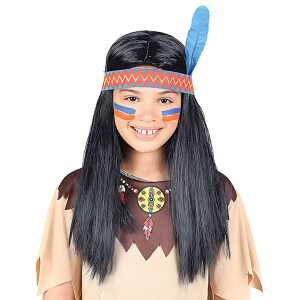 WIDMANN S.R.L. Indianerperücke mit Feder und Stirnband