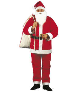 Weihnachtsmann, 1 Size Kasack, Hose, Gürtel, Hut, Bart mit Schnurrbart