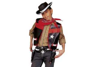Kinderkostüm Cowboy schwarz, 8-10 J., Gr. 140, Sheriffstern