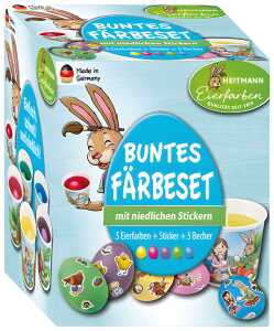 Eierfarben buntes Set 5 Farben flüssig, Stickerbogen mit Maxi Motiven