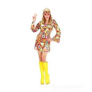 WIDMANN S.R.L. Kostüm Hippiegirl Gr. M Kleid und Stirnband