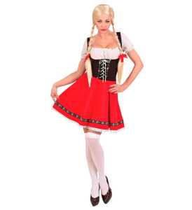 WIDMANN S.R.L. Kleid Bayerin Gr. L Dirndl, rot-weiß-schwarz