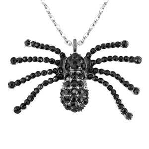 WIDMANN S.R.L. Halskette mit Spinne Strass Anhänger, schwarz