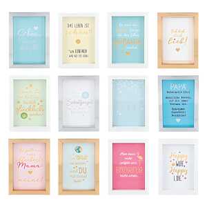 Bilderrahmen Holz mit Text Komplimente, weiß, silber oder gold