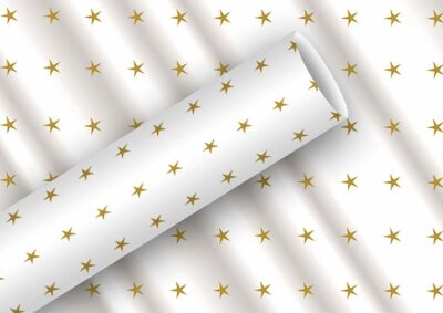 BRAUN & COMPANY  Geschenkfolie 250x70cm  30µ Little Stars gold, auf festem Kern gewickelt, Braun & Company