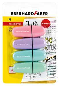 Mini Textmarker 4er pastell violett, rosa, türkis minzgrün Keilspitze