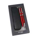 Schreibset Eleganza Satin 2er rot Metall-Füllhalter...