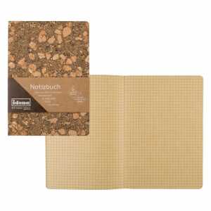 Notizbuch 20x14cm karriert 192 Blatt, aus Kork,
