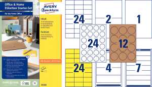Zweckform Home Office Etiketten Starter-Set - 189 Etiketten, sortiert