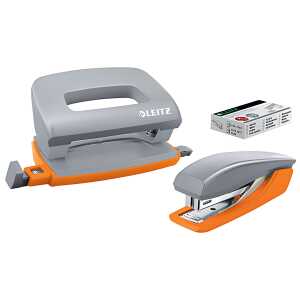 Set Locher und Heftgerät Urban Chic grau orange 3teilig
