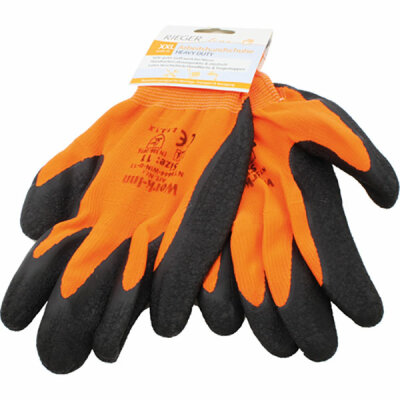 OSMA-WERM GMBH  Arbeitshandschuhe M - XXL  Heavy Duty orange schwarz, sehr guter Griff auch bei Nässe, Handrücken atmungsaktiv, und elastisch, Latex-beschichtete Handfläche, und Fingerkuppen