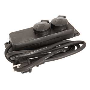 Steckdosenleiste 2fach mit Klappdeckel, Kabellänge 2m f Aussenbereich