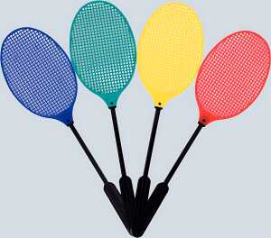 Fliegenklatsche Tennisschläger sortiert, 4 Farben