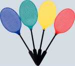 Fliegenklatsche Tennisschläger sortiert, 4 Farben