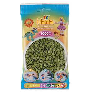 DAN IMPORT Bügelperlen Midi 1000 Stück Olive hell, ab 5 Jahren