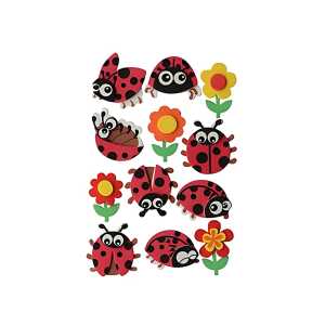 GLOREX Moosgummisticker 3D 4x3,5cm Marienkäfer 12er, selbstklebend