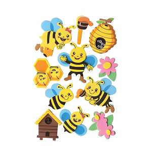 GLOREX Moosgummisticker 3D Bienen 6x4,5cm 11teilig, selbstklebend