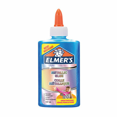 Elmers Metallic-PVA-Kleber | ideal zur Herstellung von Schleim | auswaschbar | blau | 147 ml | 1 Stück