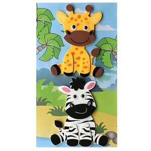 GLOREX Moosgummisticker 3D Zebra Giraffe 11,5x12,5cm, selbstklebend