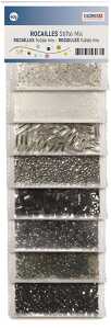 Rocailles Stifte Mix 40g Grautöne, 8 Farbtöne