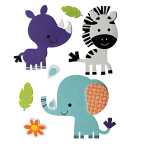 GLOREX Moosgummisticker 3D 11x16cm Zebra Elefant,...