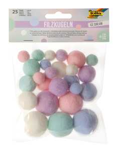 Filzkugeln Ice Dream 25er 3 Größen 5 Farben,