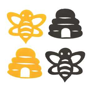 Streuteile Filz 4,5x5,5cm Biene und Honigtopf 4er,
