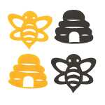 Streuteile Filz 4,5x5,5cm Biene und Honigtopf 4er,