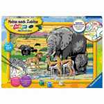 Malen nach Zahlen Bild Tiere in Afrika, mit farbigen...