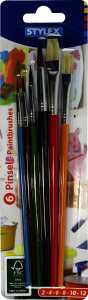 STY Pinsel Aquarellspitz+ Borstenflachpinsel flach 6er Set