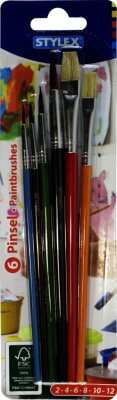 Toppoint Pinsel Set 6er   Aquarellspitzpinsel /Borstenflachpinsel mit Kunststoffgriffen