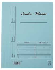 Combamappe A4, 250g, blau, mit Heftmechanik und 3 Flügeln