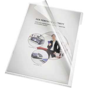 Aktenhülle, A4, PVC, 150my, klar oben und rechts offen, glatt