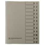 Ordnungsmappe, 12 Fächer, grau, A4, Mappe - Karton...