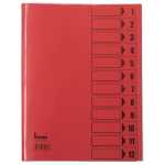 Ordnungsmappe, 12 Fächer, rot, A4, Mappe - Karton...