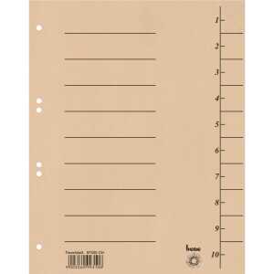 Trennblätter, A4, chamois, Recycling-Karton 250g/m2