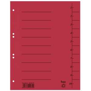 Trennblätter, A4, rot, Recycling-Karton 250g/m2