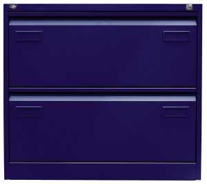 Hängeregistraturschrank, doppelbahnig, 2 Hängeregistraturen, blau