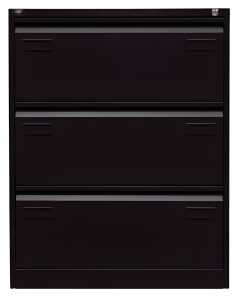 Hängeregistraturschrank, doppelbahnig, 3 Hängeregistraturen, schwarz