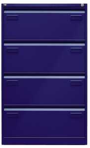 Hängeregistraturschrank, doppelbahnig, 4 Hängeregistraturen, blau