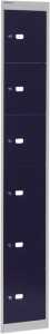 Garderoben- Schließfachsystem, blau, 6 Fächer H:1802mm/B:305mm/T:457