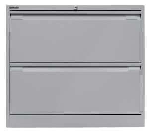 Hängeregistraturschrank, doppelbahnig, silber, 2 Schubladen