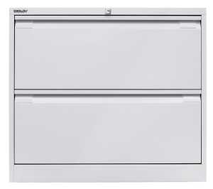 Hängeregistraturschrank, doppelbahnig, grau, 2 Schubladen