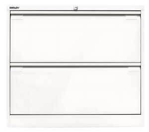 Hängeregistraturschrank, doppelbahnig, weiß, 2 Schubladen