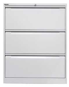 Hängeregistraturschrank, doppelbahnig, grau, 3 Schubladen