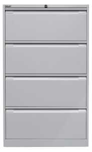 Hängeregistraturschrank, doppelbahnig, grau, 4 Schubladen