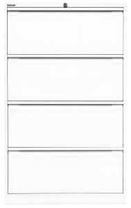 Hängeregistraturschrank, doppelbahnig, weiß, 4 Schubladen