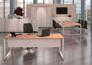 Schreibtisch Cito grau-weiß Gestell O silber H 19 x B 2400 x T 1200 mm