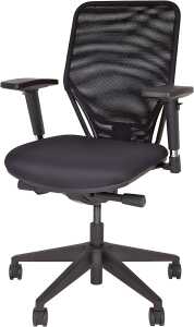Bürodrehstuhl Optime, schwarz, netzbespannte Rückenlehne,