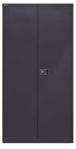 Flügeltürenschrank, 3 Fachböden für 4 Ordnerhöhen, schwarz